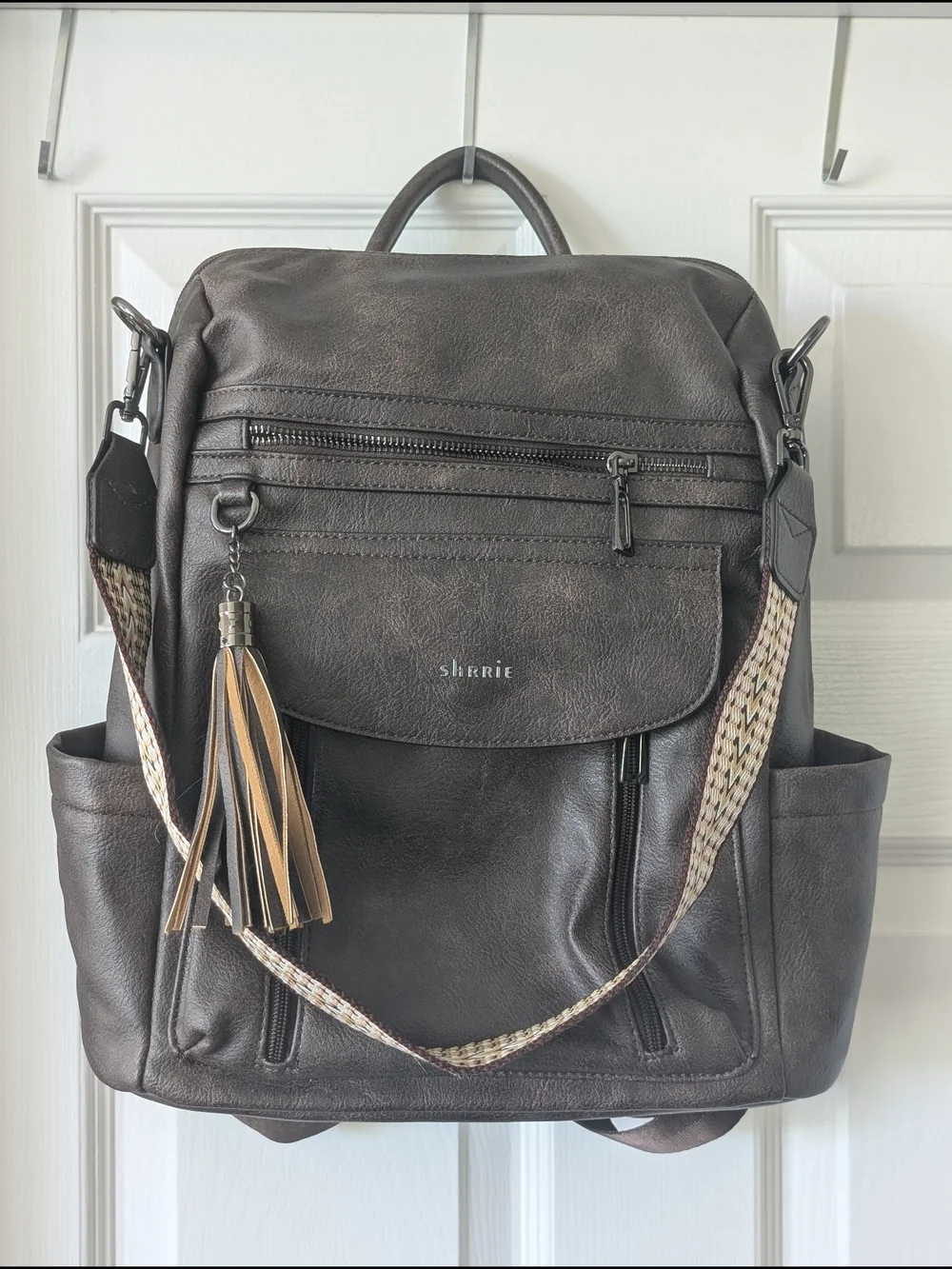 Dark Brown Vegan Leather Convertible Women’s Backpack Tote